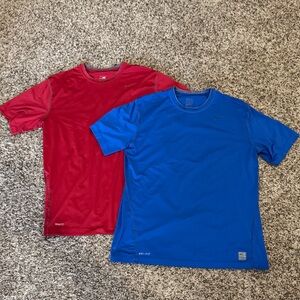 (2) Men’s NIKE Short Sleeve Dri-Fit Red & Blue T-Shirt Tees - Size XL